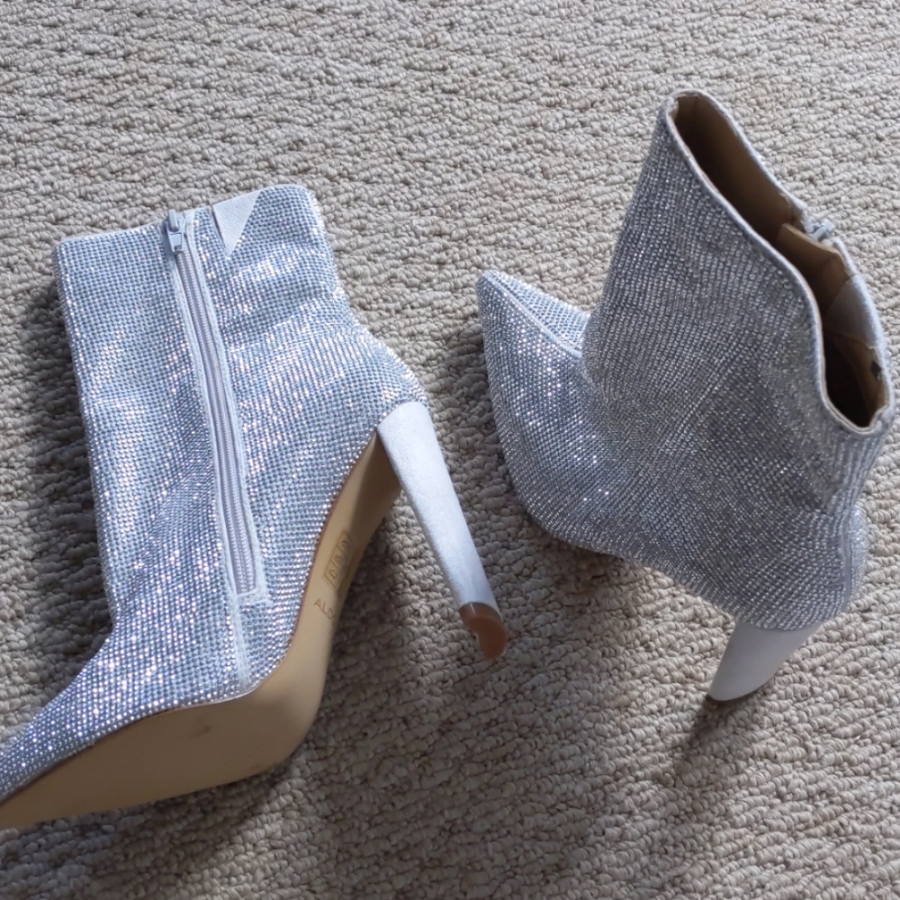 Aldo Silver Heeled Boots